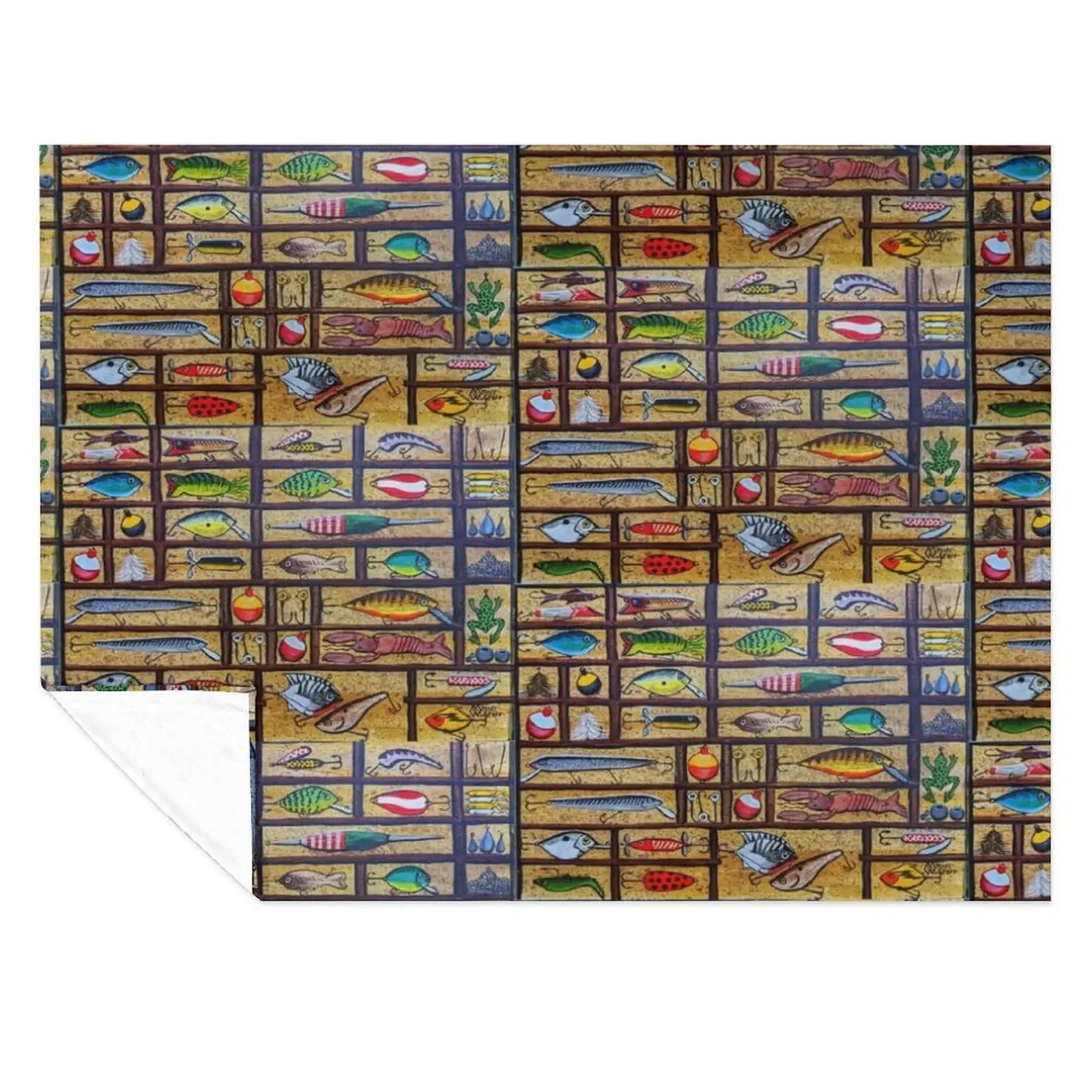 

Fishing Lures Collection Throw Blanket Weighted Soft Plush Plaid Shaggy Decorative Throw Blankets