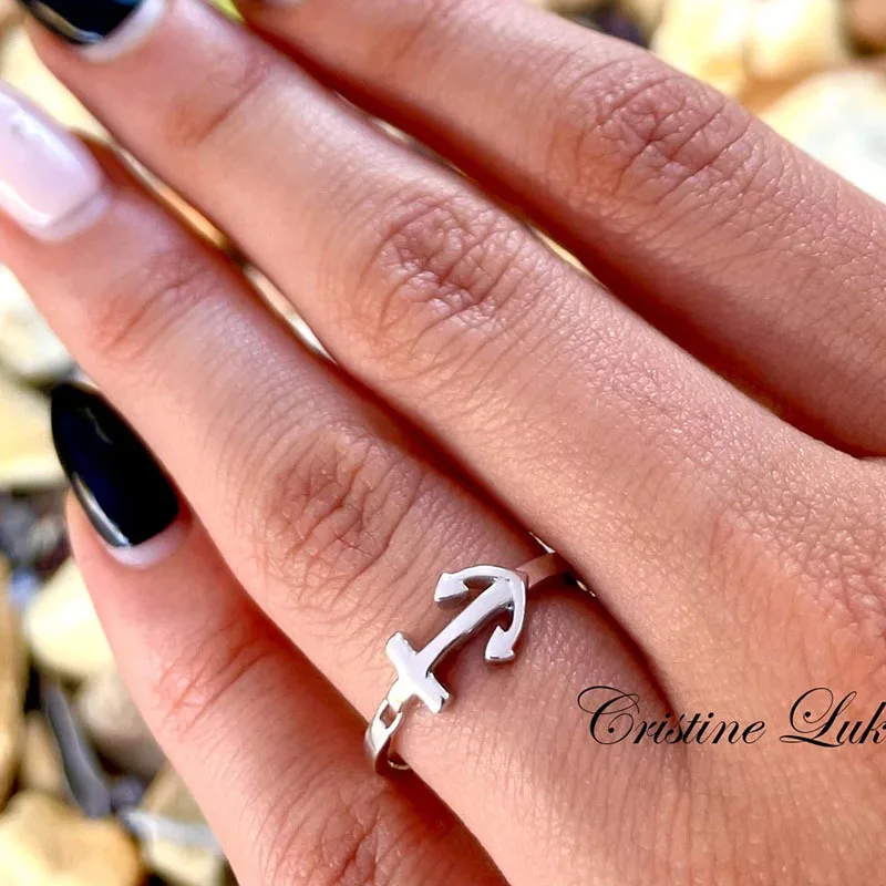 2024 Cute Woman Rings Korean Fashion Gothic Accessories Irregular Fisherman Boat Anchor Open Ring Gold Jewelry Engagement Ring