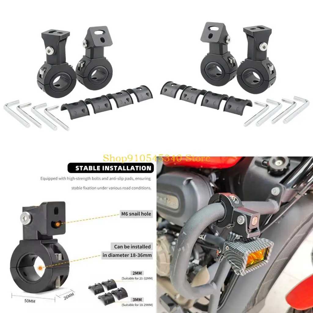 

U2JA Multiple Fit Motorcycle Headlamp Holder Simple Adjust Lamp Brackets Waterproof for 18Mm to 32Mm Diameter Handlebar Tubes