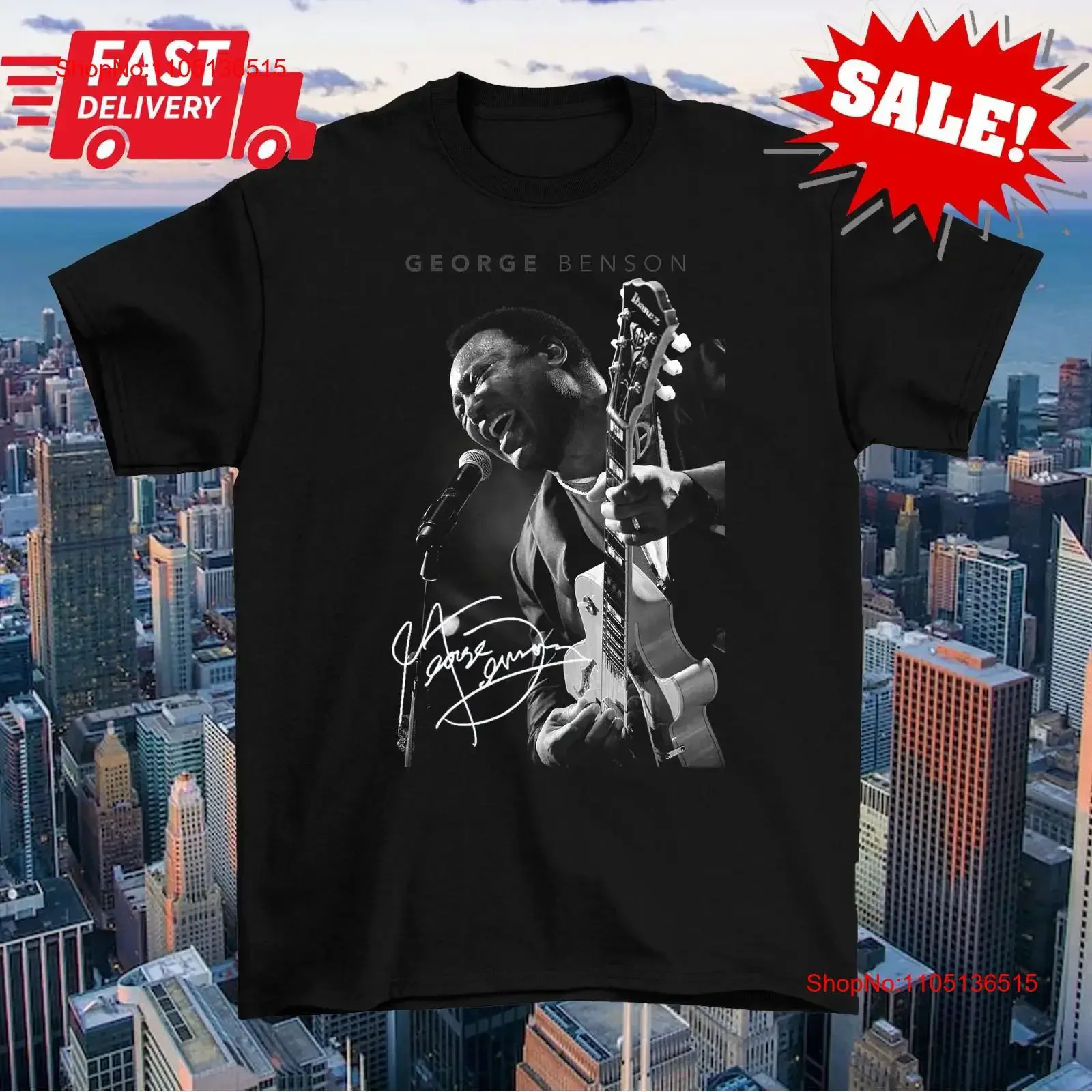 

Футболка Signature Live George Benson, черная, S 2345XL, 1G0040, винтажная, растянутая, с рисунком, унисекс, универсальная, удобная