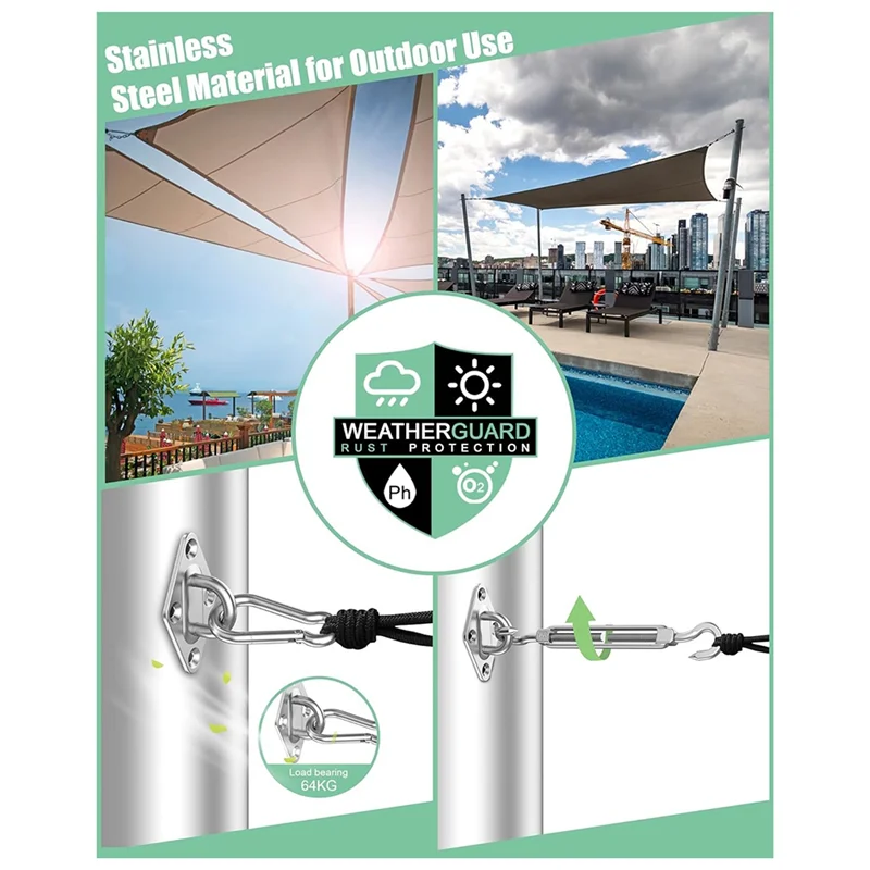 

D9-Shade Sail Hardware Kit: M6 Shade Sail Hardware Installation Kit For Courtyard Garden Swimming Pool (42 Pieces)