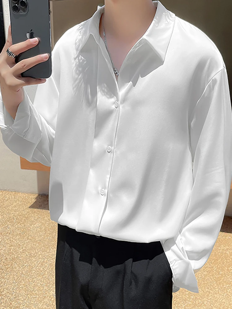 

Ele Briti Sle Men's Long Sve White irt Spring Autumn Drapey Base Layer irt Youthful Vitali Sle Waed Proc