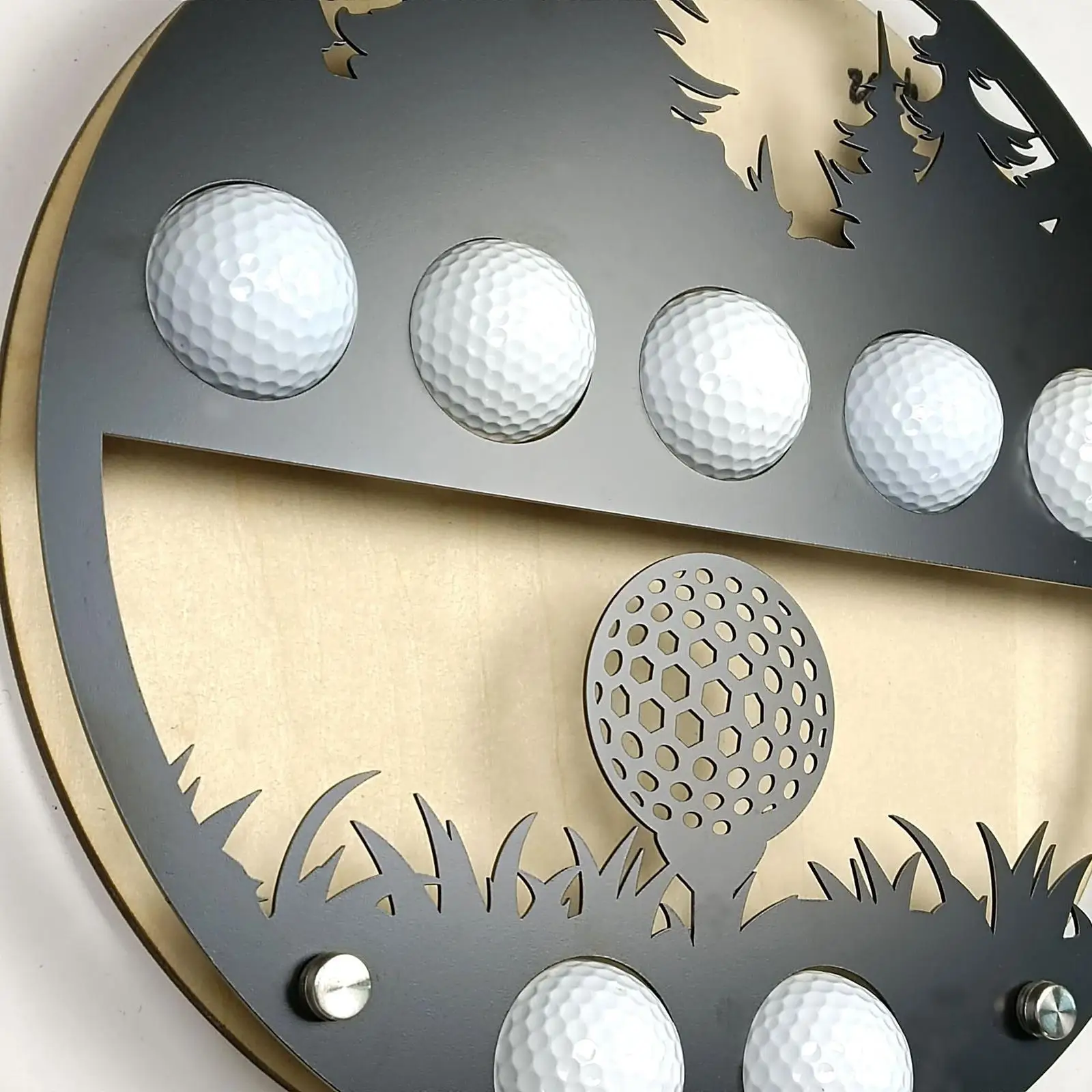 Golf Ball Holder Rack Iron Wooden Golf Display Case Unique Design Golf Items Collector Piece for Home