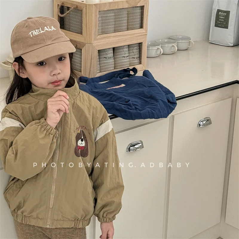 2024 Autumn New Children Long Sleeve Coat Cute Cartoon Print Boys Zipper Jacket Girls Versatile Cardigan Cotton Kids Clothes