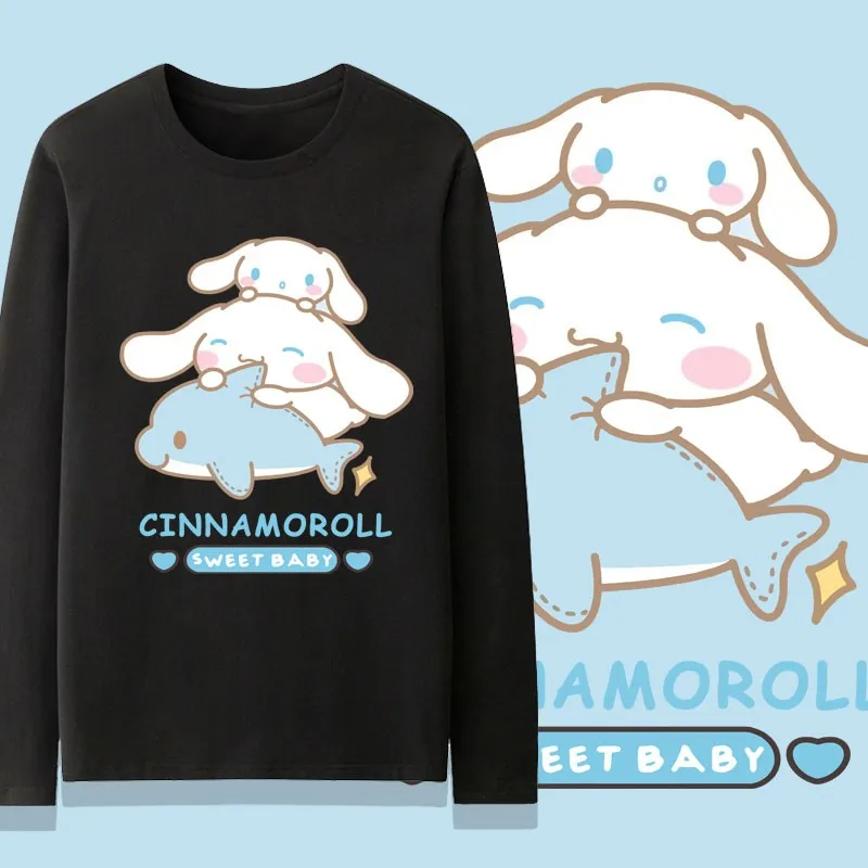 

Sanrio Co-branded T-shirt Women's Long Sleeve Japanese Kuromi Yugui Dog Melody Clothes Girls Two Yuan T-shirt