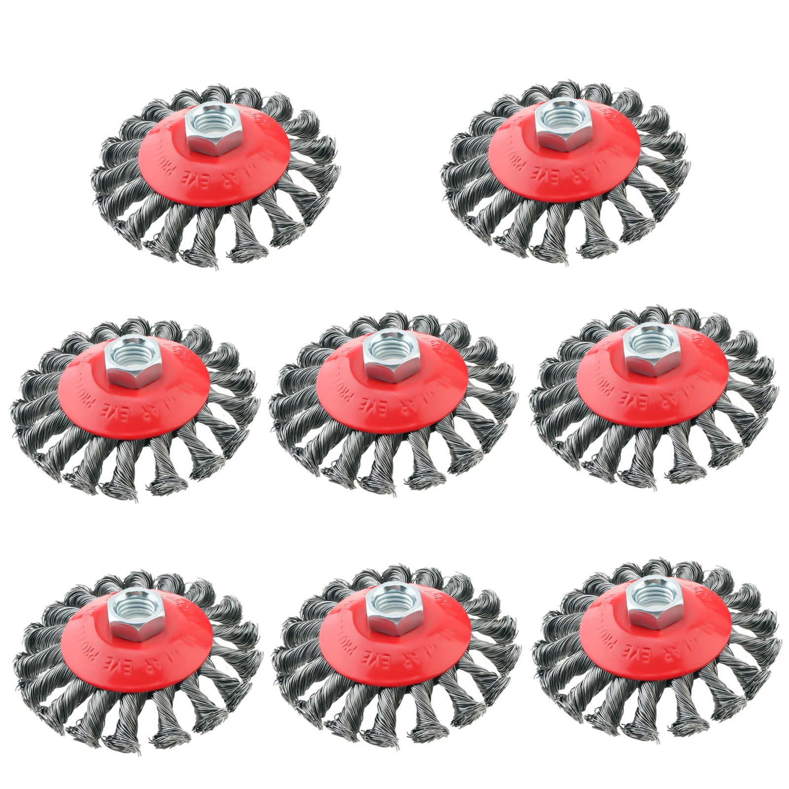 8 pcs 5/8 inch Threaded Arbor Twist Knotted Carbon Steel Angle Grinder Wire Wheel for 4 1/2 Angle Grinder, Wire Brush Set