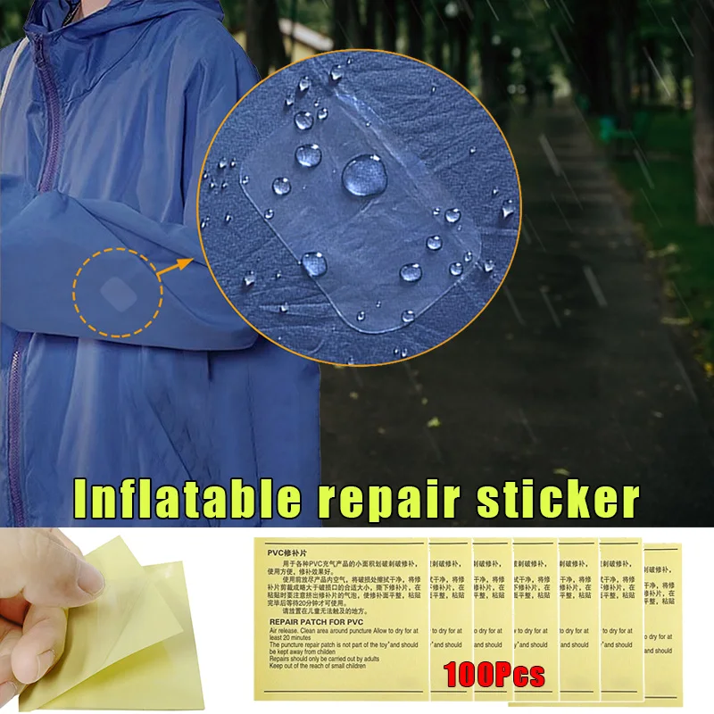 インフレータブルPVCサーキュラー修理ステッカー,レインコート,釣り,ボートの修理用のPVCラベル,100個