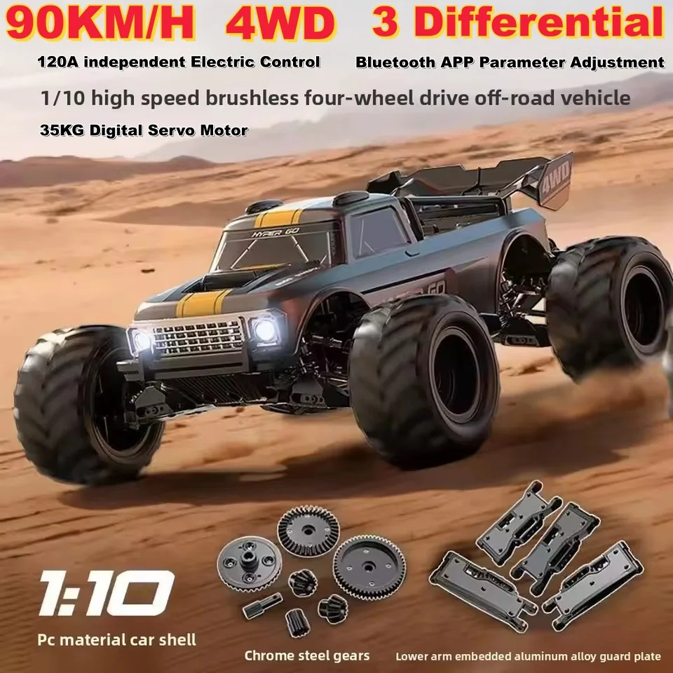 Brushless 1:10 Remote Control Car 4WD 48CM 90KM/H High Speed Off-road Climbing Car RC Drift Racing 3 Metal Differentials RC Car