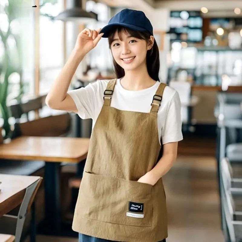 Fashionable Anti Splash Apron Short Home Anti Fouling Cooking Apron Adjustable Catering Work Clothes
