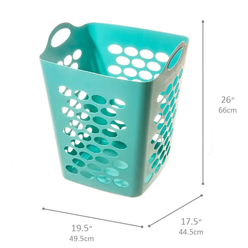 Cestos de lavanderia quadrados flexíveis de plástico com alças, turquesa, pacote com 3