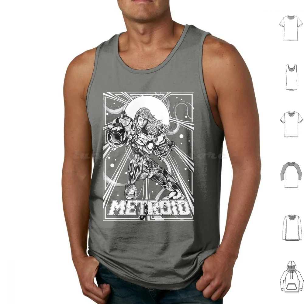 Metroid Tank Tops Print Cotton Metroid Samus Aran Retro Old School Classical Nes Snes Galaxy Comics Space Super Metroid