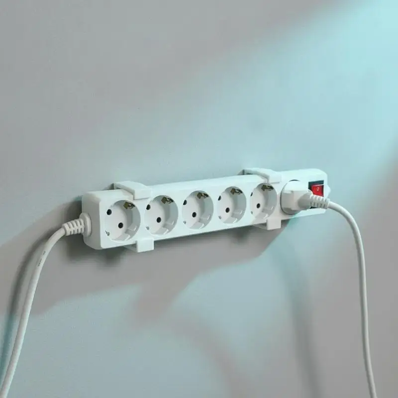 New！2Pcs 3D Printed Outlet Fixer, White/Black Wall-Mounted Power Strip Holder, Sturdy Cable Manager With