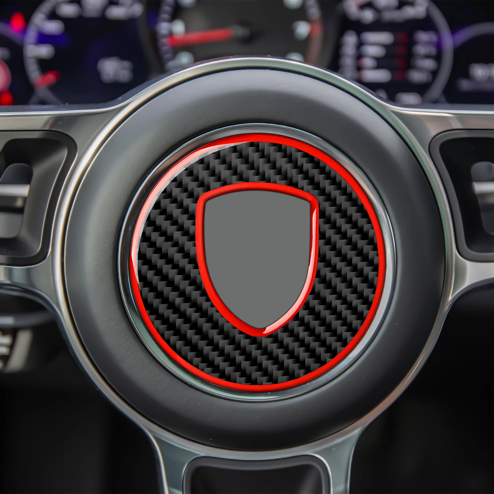 Car Steering Wheel Decal for Porsche 911 Panamera Cayenne 718 Boxster Taycan Accessories Carbon Fiber Logo Emblem Stickers