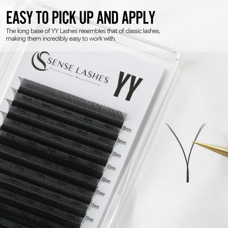 SENSE LASHES YY Shape Hand Woven Premium Mink Soft Light Natural Eyelashes Extension Makeup Mesh Net Cross False Eyelash
