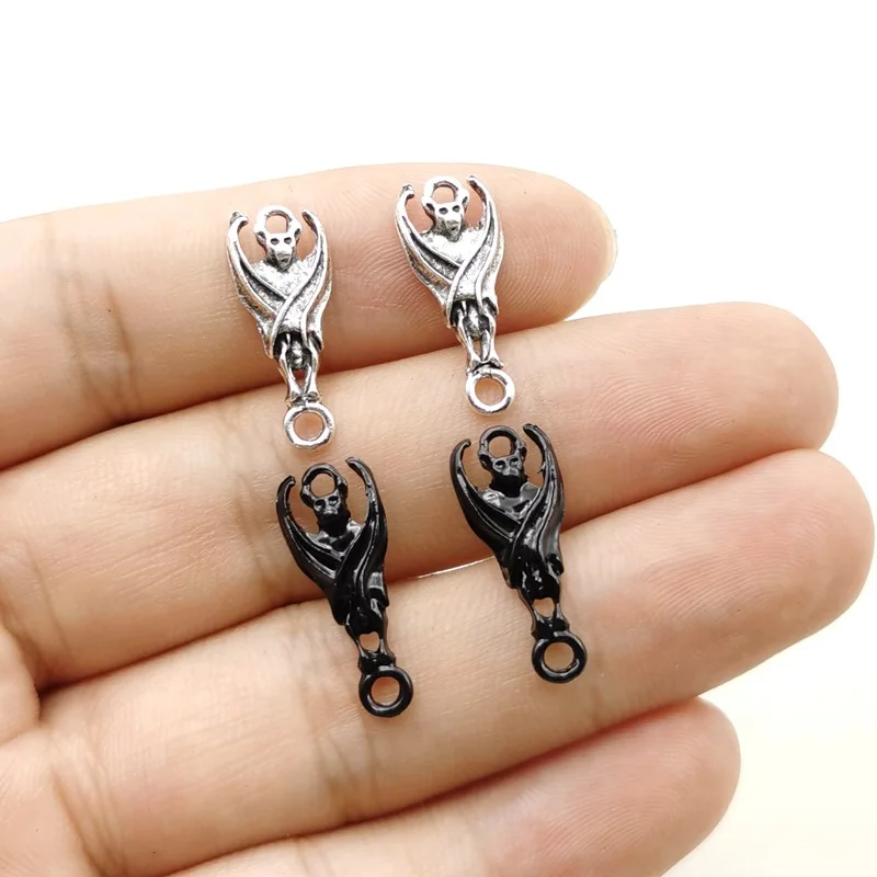 10Pcs/lot Punk Double Heads Hanging Bat Charms Pendant  DIY Bracelet Necklace Earrings Charm Jewelry Making DIY Jewelry Findings