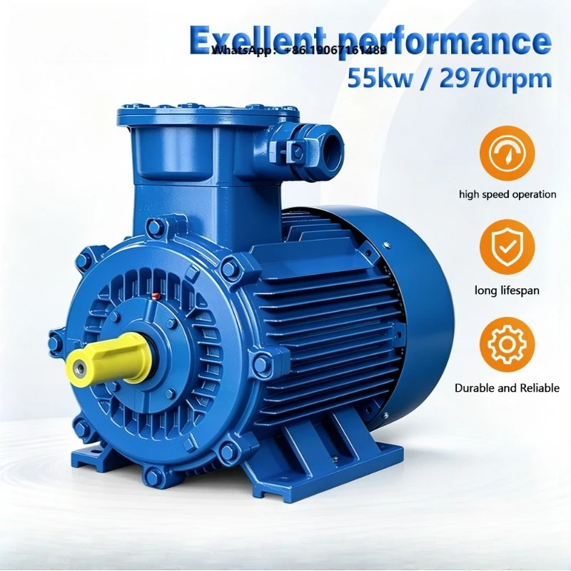 Flameproof Explosion Proof Three Phase 2 Pole 55kW 380V 50HZ 60HZ Electric Ac Asynchronous Induction Motor      hy