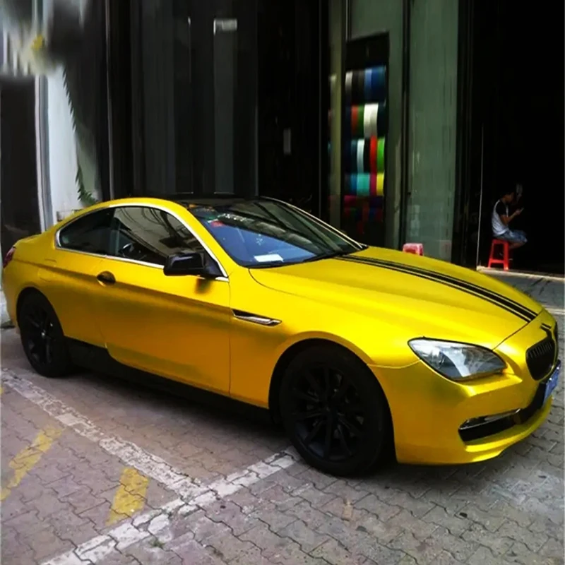 Premium Matte Satin Metallic Gold Vinyl Wrap Film Auto Aufkleber Aufkleber mit Air Release selbstklebend – Detail 3