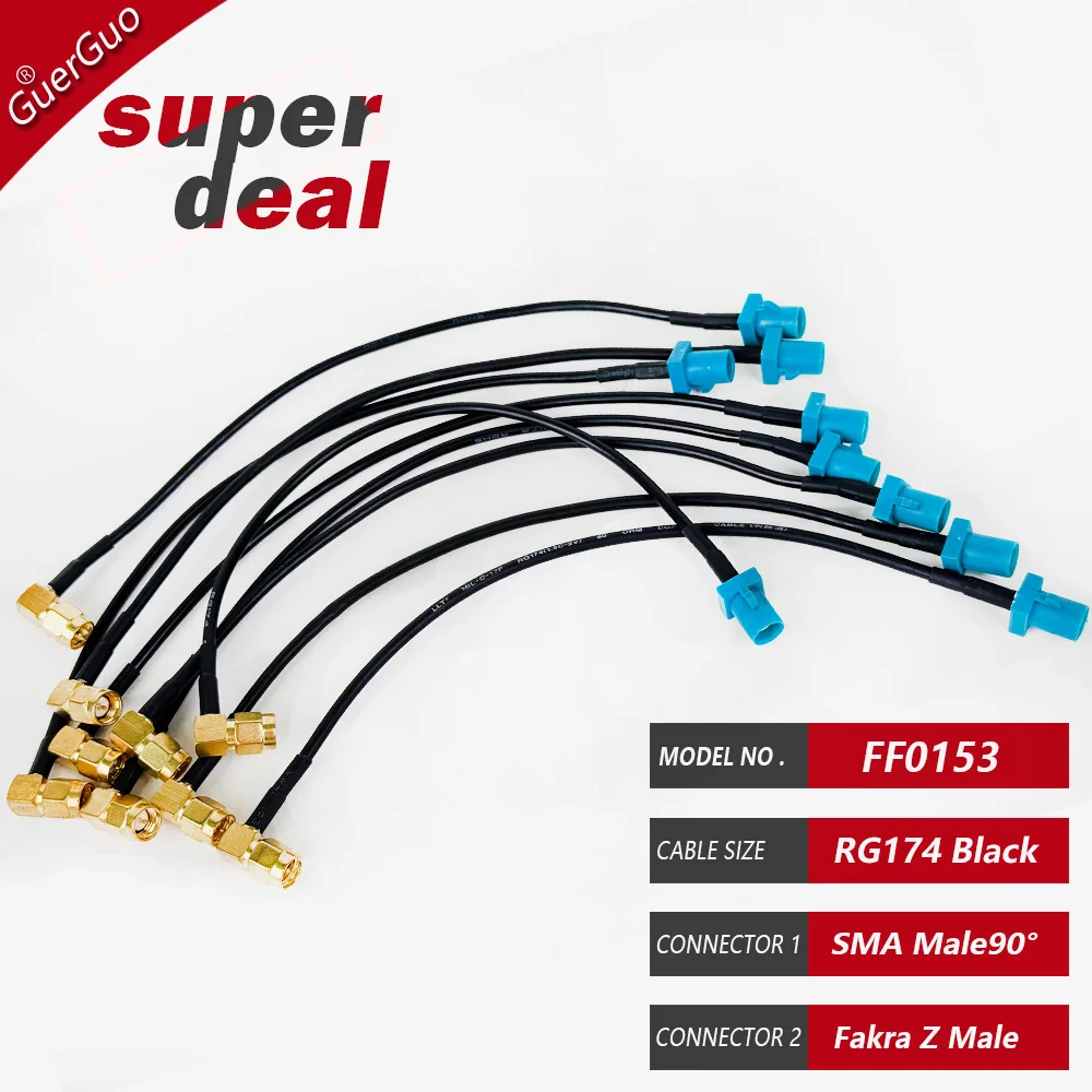 SMA Male90° to Fakra Z Male Car Navigation GPS Antenna Adapter Extension RG174 Cable RF Coaxial Pigtail for Auto Car Vehicle