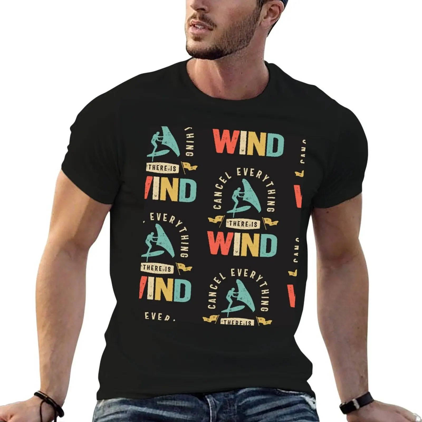 Cancel everything there is wind - Wing Foil T-Shirt Large Size Casual Tee Shirt