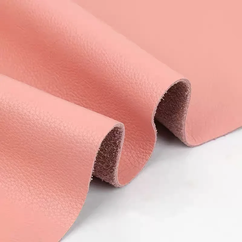 طبقة علوية من جلد البقر الوردي مصنوعة يدويًا من الجلد DIY حقيبة ظهر بمقعد أريكة من الجلد الناعم #2