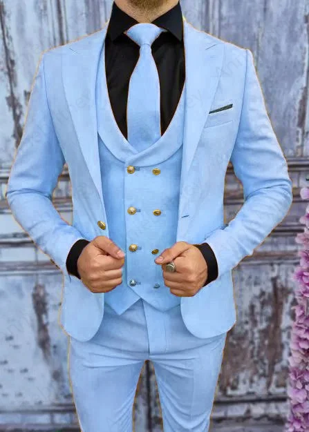 Spring And Summer Yellow Men Suit For Wedding 3 Piece Slim Fit Casual Beach Wedding Boyfriend Costume Homme Mariage Blazers