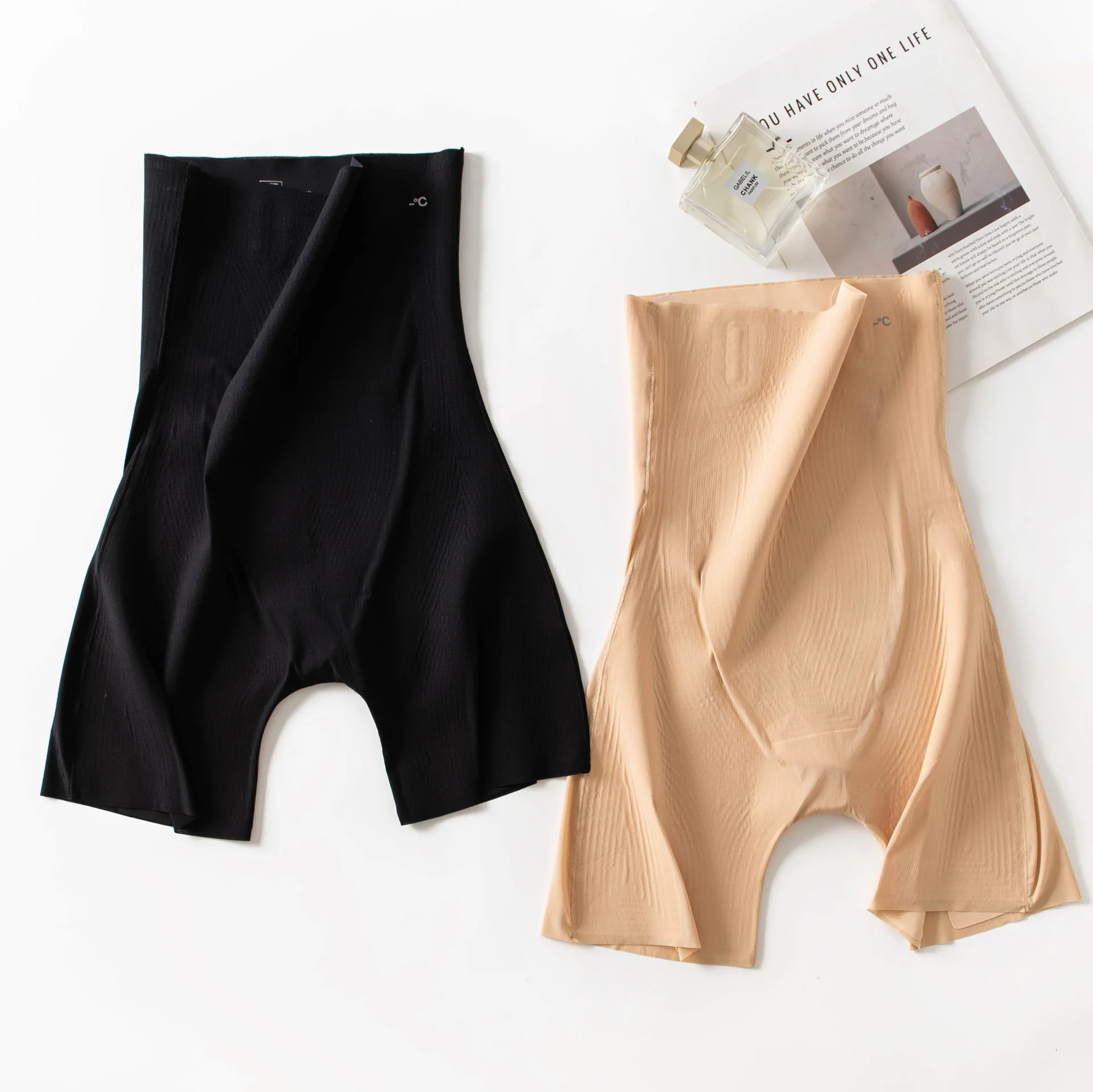 Women High Waist Tummy Control Mulberry Silk Shapewear Safety Shorts Seamless Butt Lifting Anti-chafing