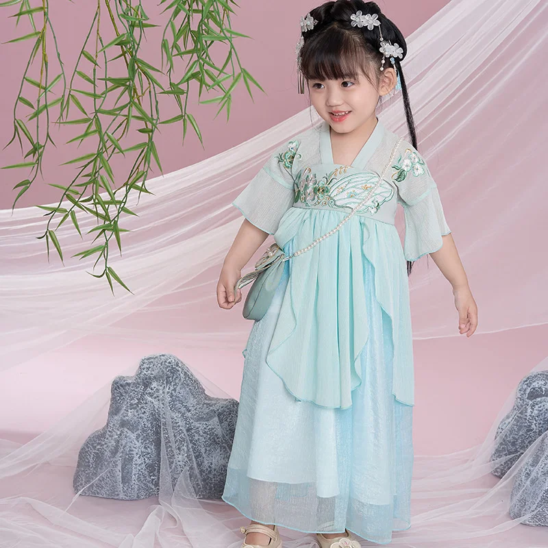 

High end children's wear girls' Han clothes summer antique dress Snow White antique children's yarn skirt women's Treasure