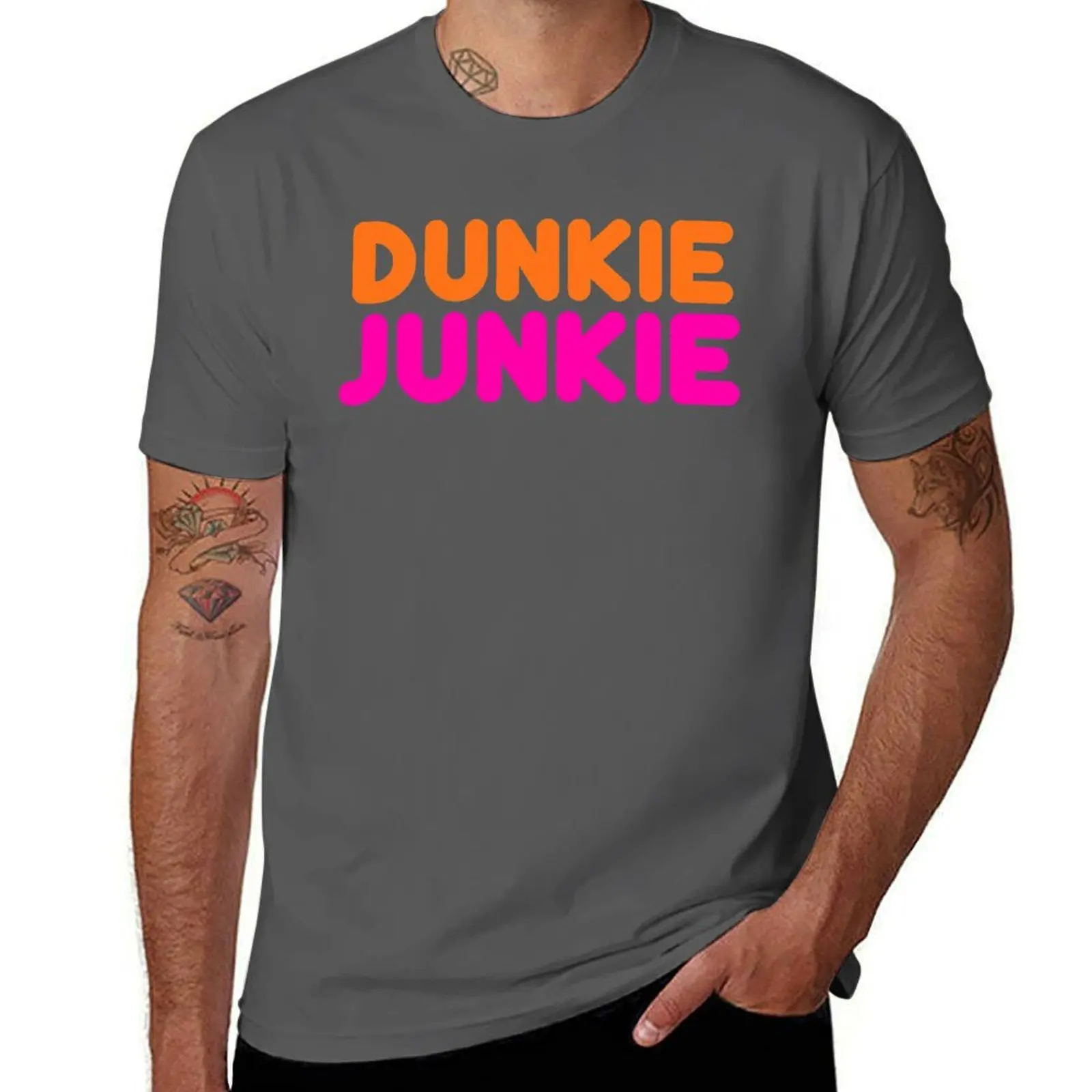 Camiseta con estampado gráfico de donuts, café, regalo divertido para amantes de Dunkie, Dunkin, comida, donut, camiseta de manga corta