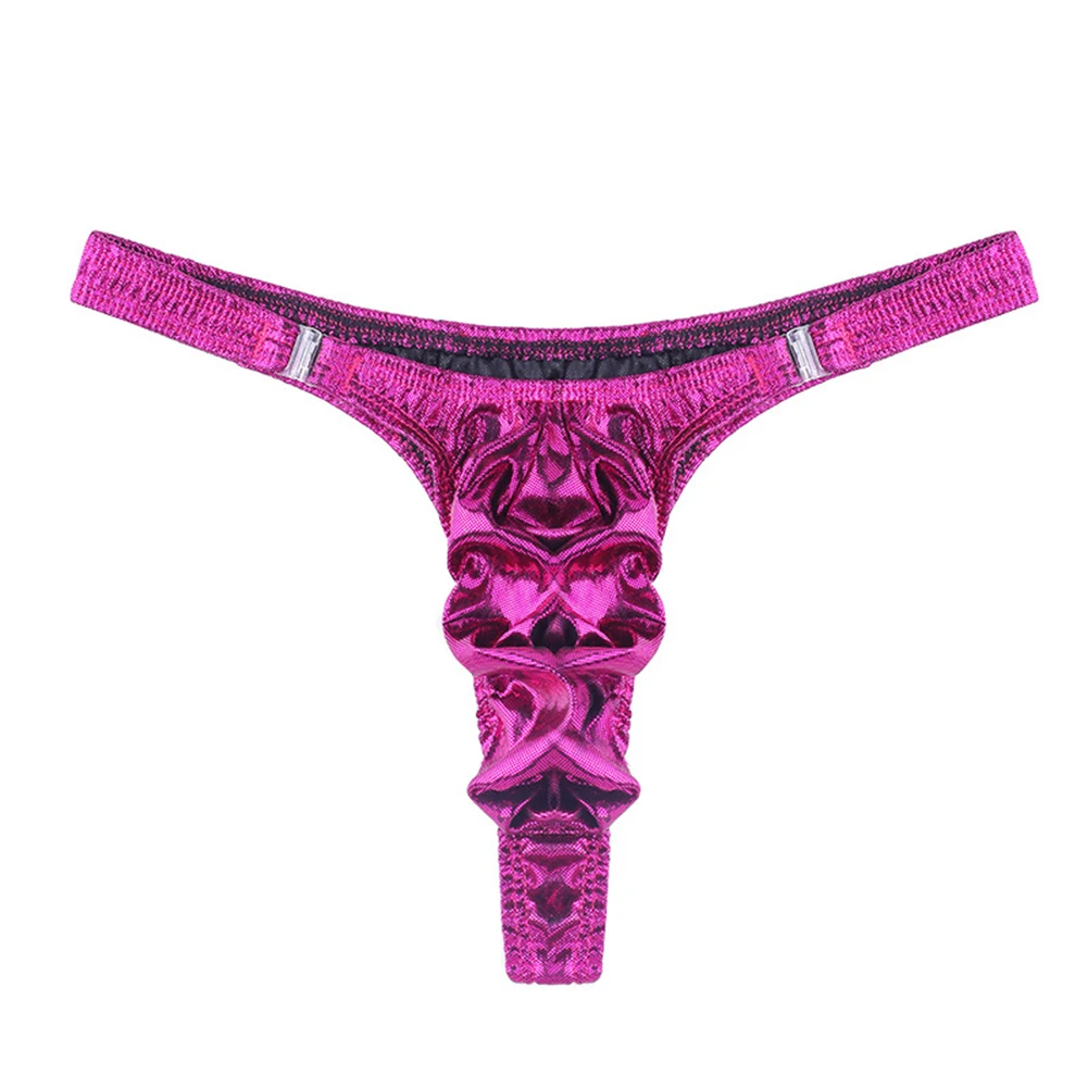 Sexy Hot Men T-panties Low Waist Shiny Lacquer Leather U Pouch Underwear Sissy Lingerie Thong T-back G-String