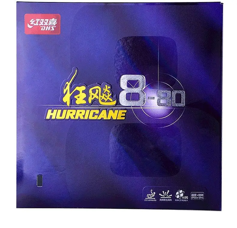Original DHS Hurricane 8‑80 Pips-In Tischtennisgummi mit hervorragender Spin-Performance für professionelles Turnierspiel – Detail 8