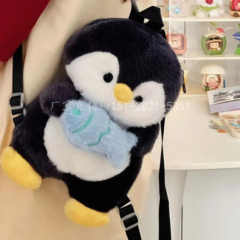 Women plush Penguin backpack girl cartoon cute doll shoulder bag