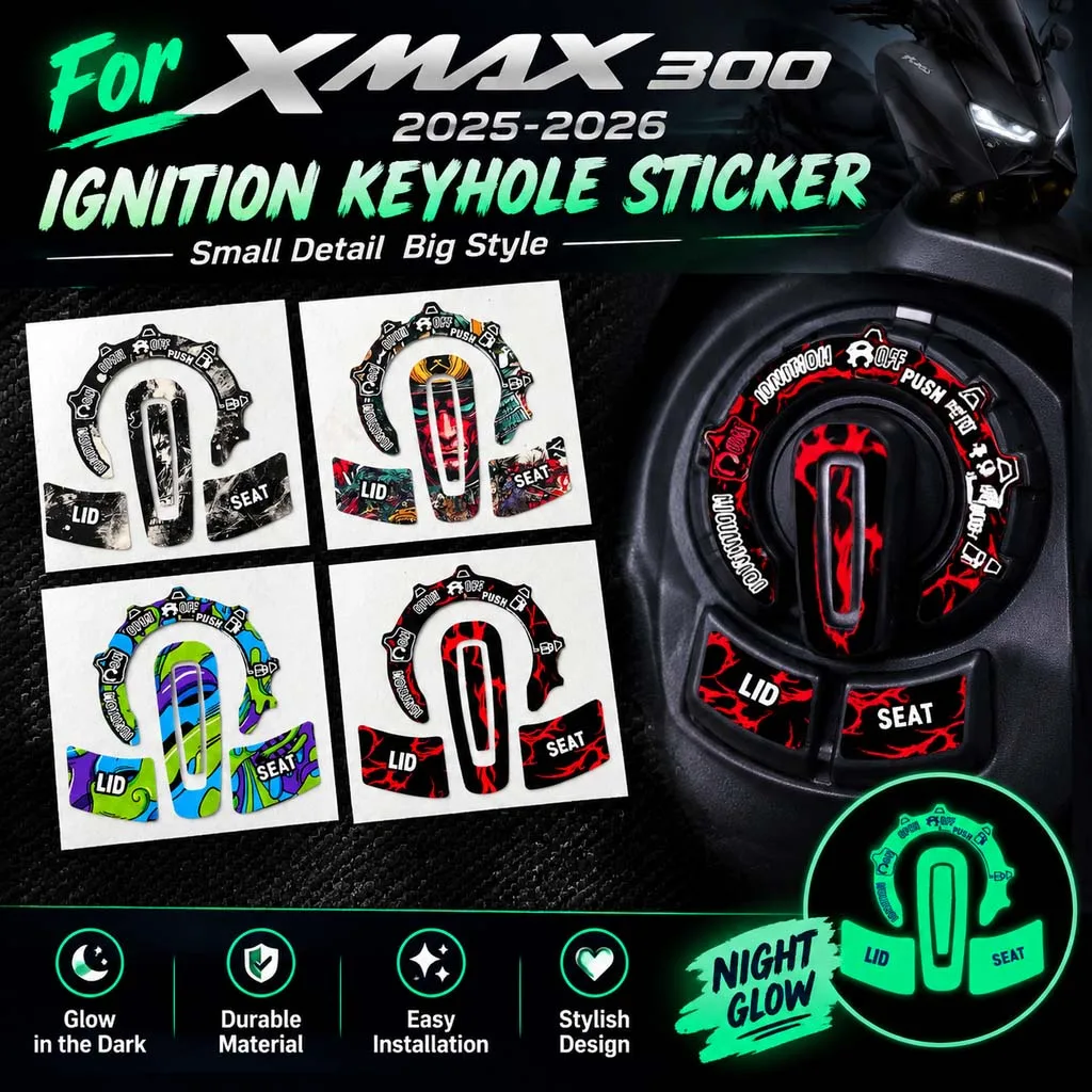 For 2025 2026 XMAX 300 XMAX300 Motorcycle Ignition Engine Start Cover Stickers Moto Key Hole Decorative Vinyl Decals Accessories
