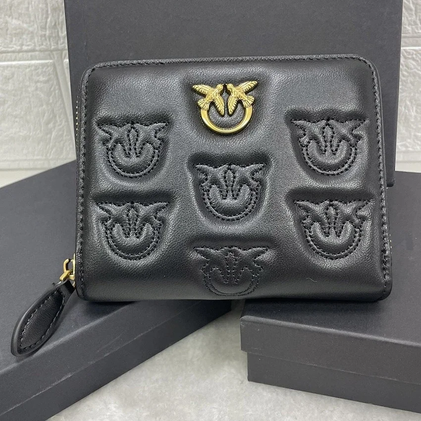 New Minimalist Light Luxury Women's Short Embossed Genuine Leather Wallet Multi Card Slots Multi Color Purse Clutch Elegant Chic