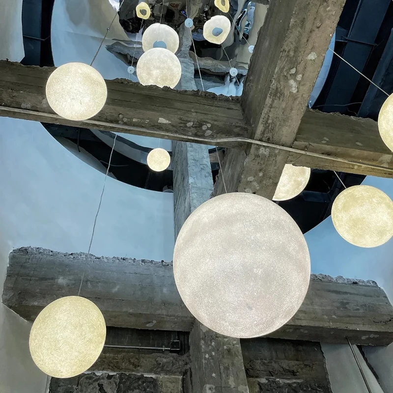 

Nordic Moon Pendant Lights Living Dining Room Bedroom Decoration Home Chandelier B&B Loft Stair Restaurant Hanging Lamps Lustre