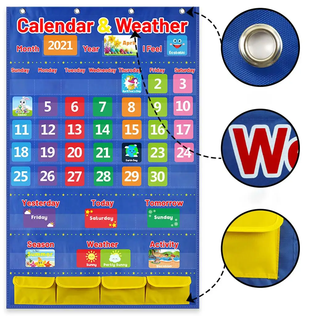 Calendar Weather Chart Classroom Organized Chart with 114 Cards Kids