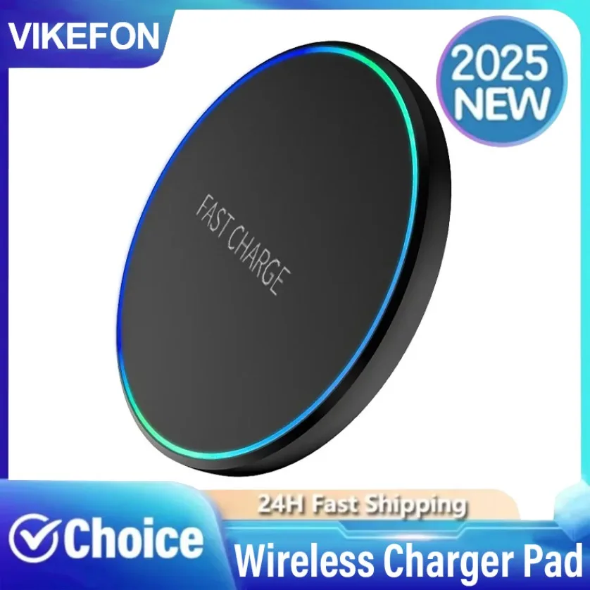 Mini Wireless Charger Pad 30W Fast For iPhone 17 16 15 14 13 12 Pro Max Induction LED Light Charging Station For Samsung Xiaomi