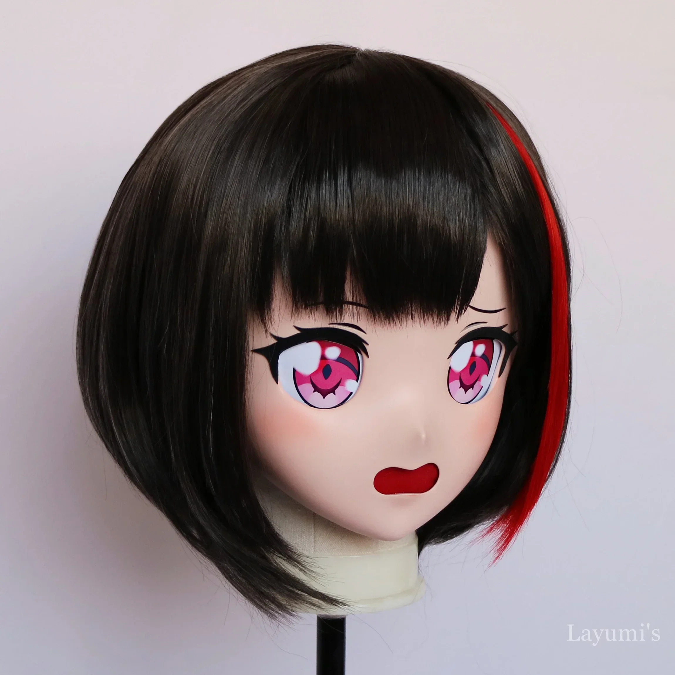 (B55) Customized Full Head Lifesize Mask Play Coser Crossdressing with Backshell Silicone Anime Mitake Ran Kigurumi Mask Cosplay