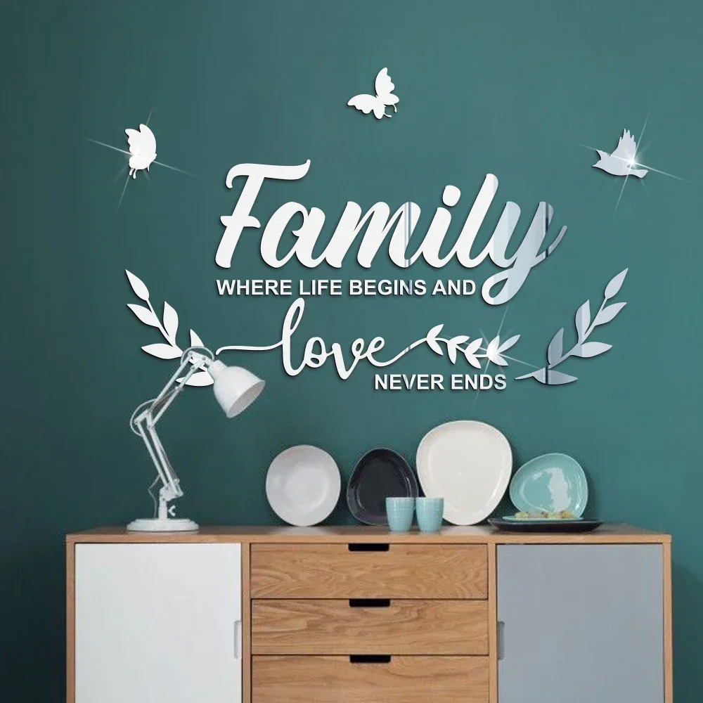 Warm Art Words Love Butterfly 3 D Wall Stickers Decor For Living Room Bedroom Decoration Decals Mural Phrases Acrylic Wallpaper