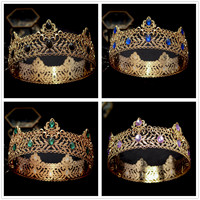 Round Wedding King Tiara Headpiece For Men Rhinestone Royal Crown Hair Ornaments Important Occasion Head Jewelry Accessories