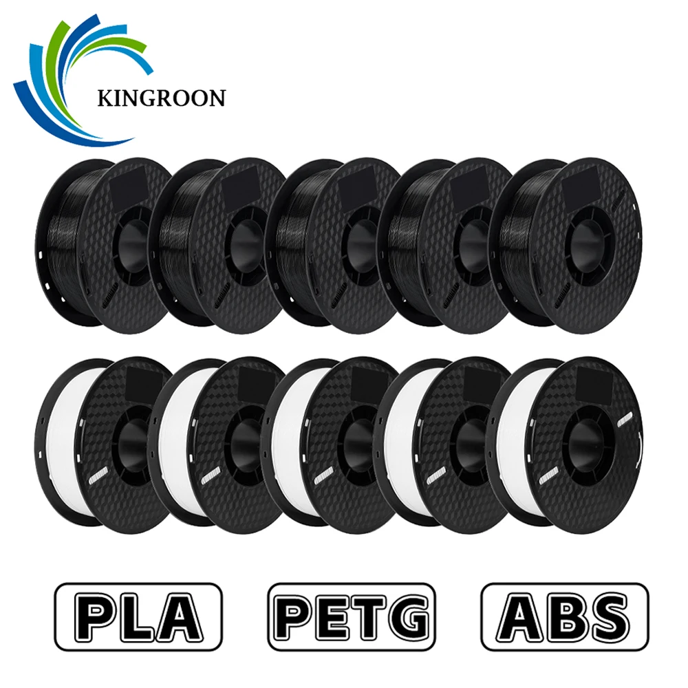 KINGROON 10KG PLA/ ABS/ PETG Filament 1.75mm Black White Gray  Wholesale 10 Rolls PLA ABS PETG Plastic For 3D Printer