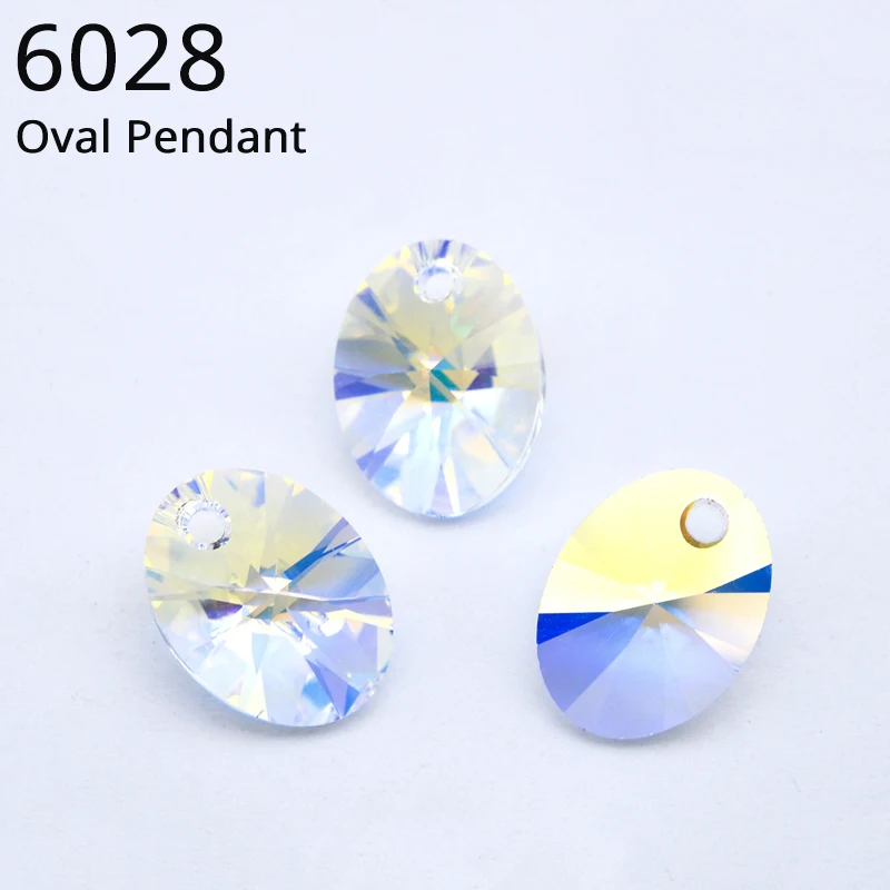Original Crystals from Austria 6028 Oval Pendant Loose Rhinestone for Necklace DIY Jewelry Making Home Decoration