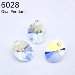 Original Crystals from Austria 6028 Oval Pendant Loose Rhinestone for Necklace DIY Jewelry Making Home Decoration