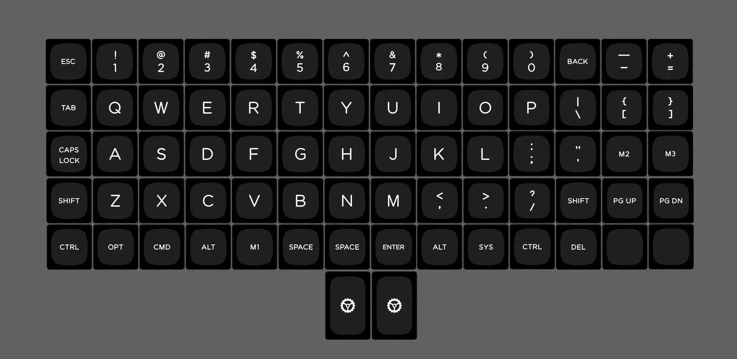 XDA keycaps customPBT sublimation point keycap cute 72keys black for corne sofle In-line keyboard Split keyboard caps for gamers