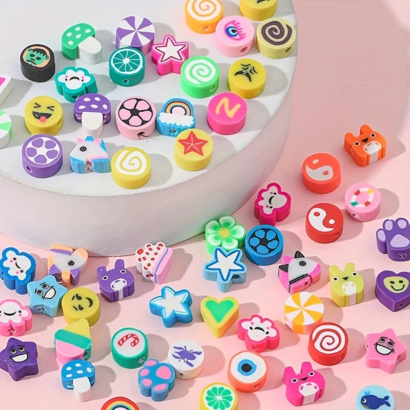 

500PCS random styles and sizes of soft clay beads, 9-10mm soft clay beads, DIY mixed beads, bracelet mobile phone chain.