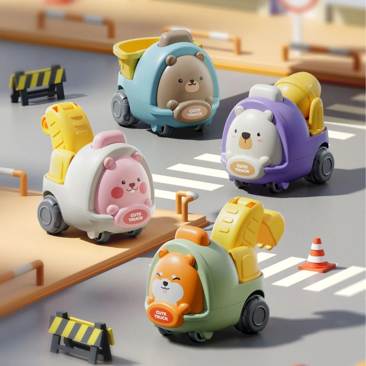 

New Cute Cartoon Animal Engineering Car Toys Inertia Engineering Cars Men and Girls Gift Items Educational Toys