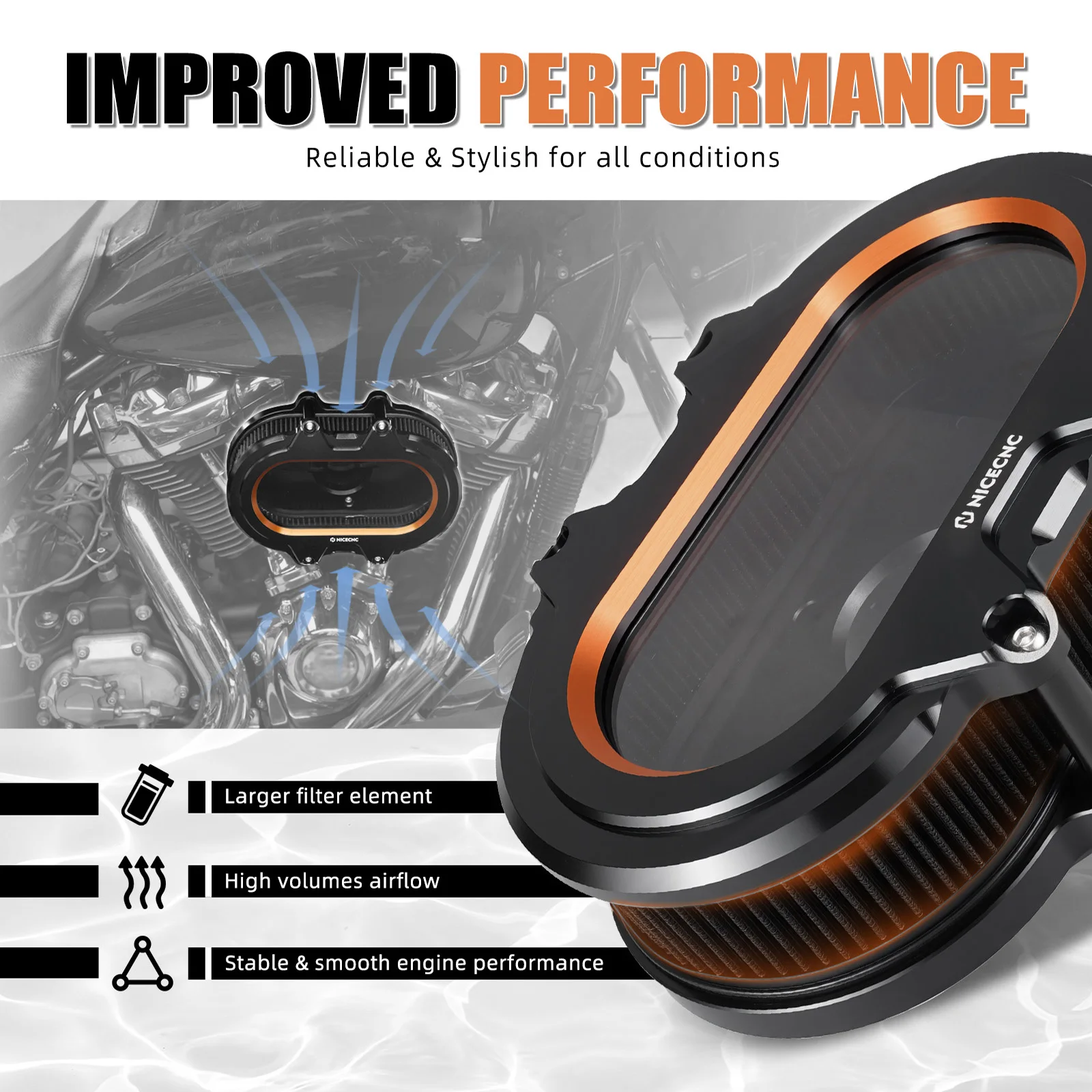 Clear Air Cleaner Kit For Harley Street Glide FLHX/Special Road Glide/Road King Special Tri Glide Ultra FLHTCUTG Ultra Limit