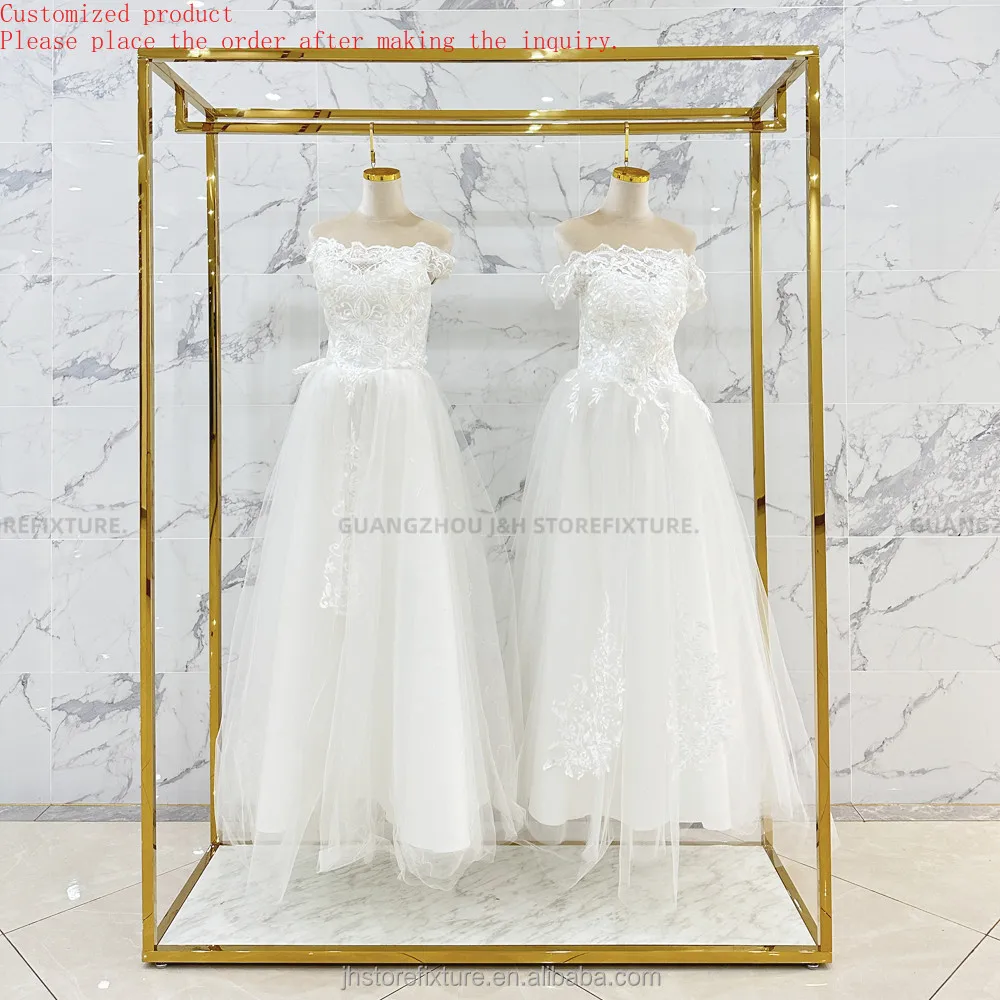 

Custom.Wedding Dress Furniture Luxury Display Rack Gold Store Display Stand Trade Show Display Shelves