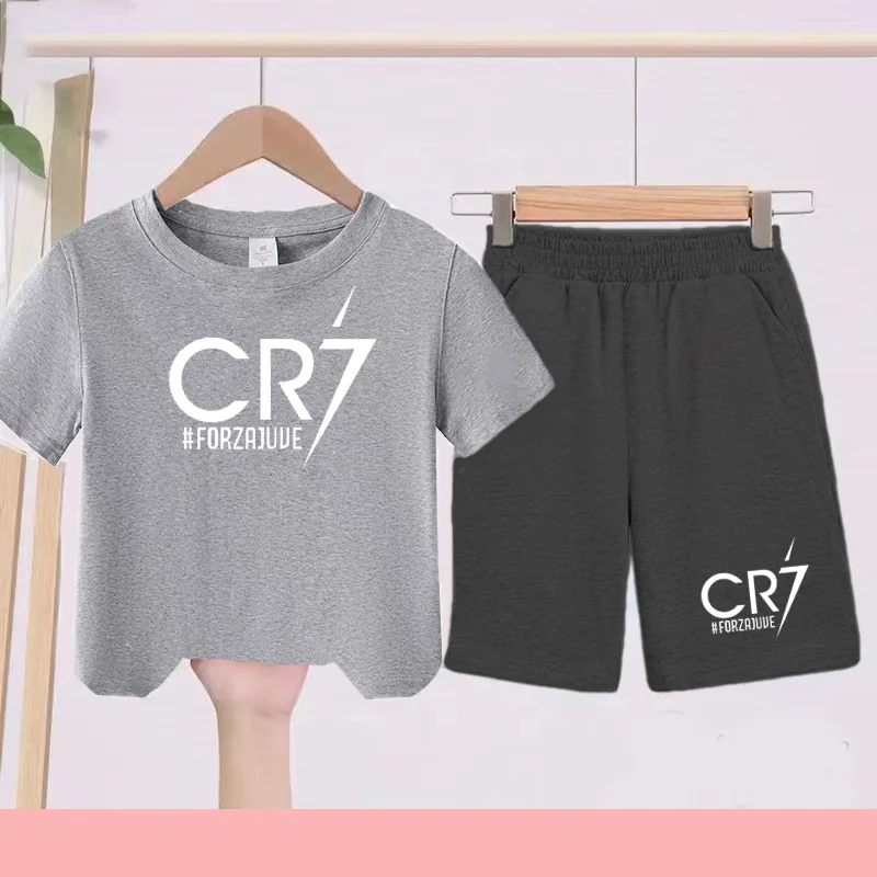 

Summer Brand White T-shirt+Shorts Two-piece set Kids New Clothing Fashion Letter Boy Girl3-12Yrs Sports Short-sleeved Casual Set