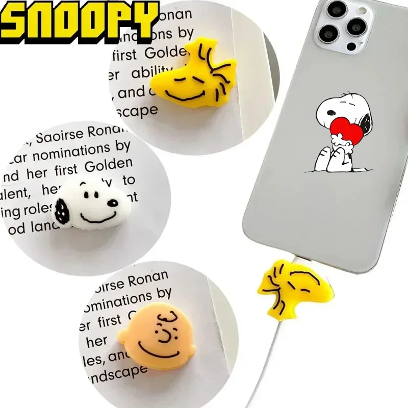 

Snoopy Cartoon Charger Cable Cord Protector USB Protective Data Cable Sleeve with Cable Bite Protector Suitable for Apple IPhone