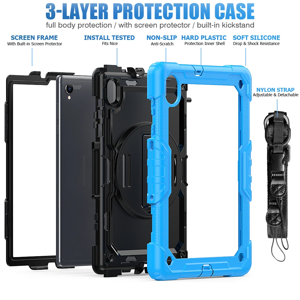 Capa com protetor de tela para Lenovo Tab, capa para serviço pesado, Tab M10 Plus 2020, TB-X606F, 10.3 polegadas, K10 2021, TB-X6C6F, proteção de 3 camadas